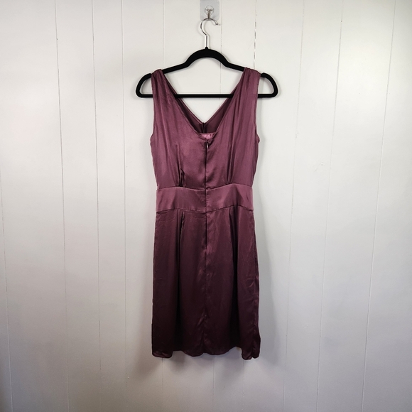 Milly Purple Sleeveless Knee Length Shift Dress Bow 100% Silk Formal Party - Picture 5 of 11